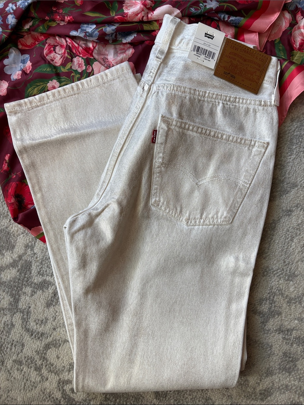 Levi's Off-White with a Light Gold Coating, Straight Leg Jeans 501 90’s cut NWT